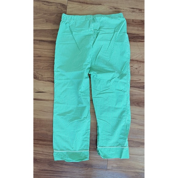 J.Crew Green & White Striped Drawstring Cropped Pajama Lounge Pants XS - Picture 3 of 4